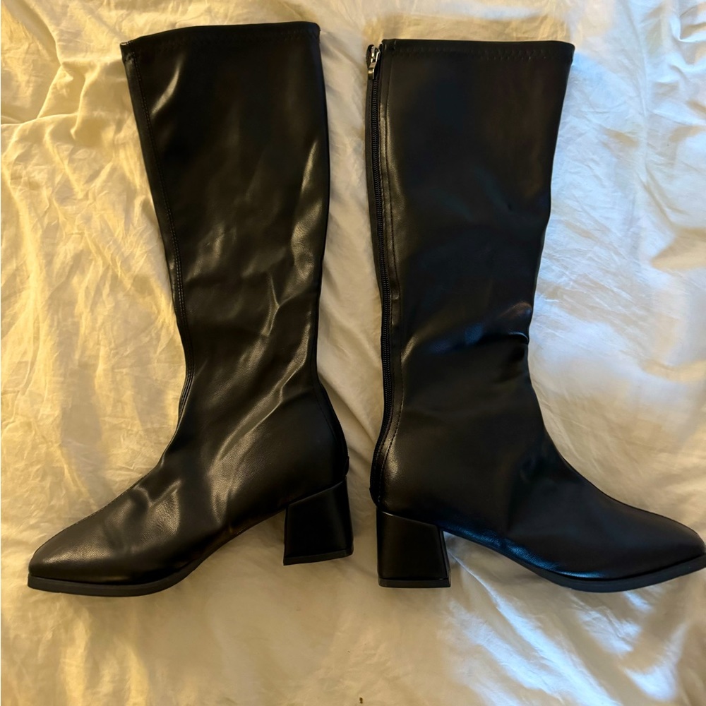 Black mid calf boots